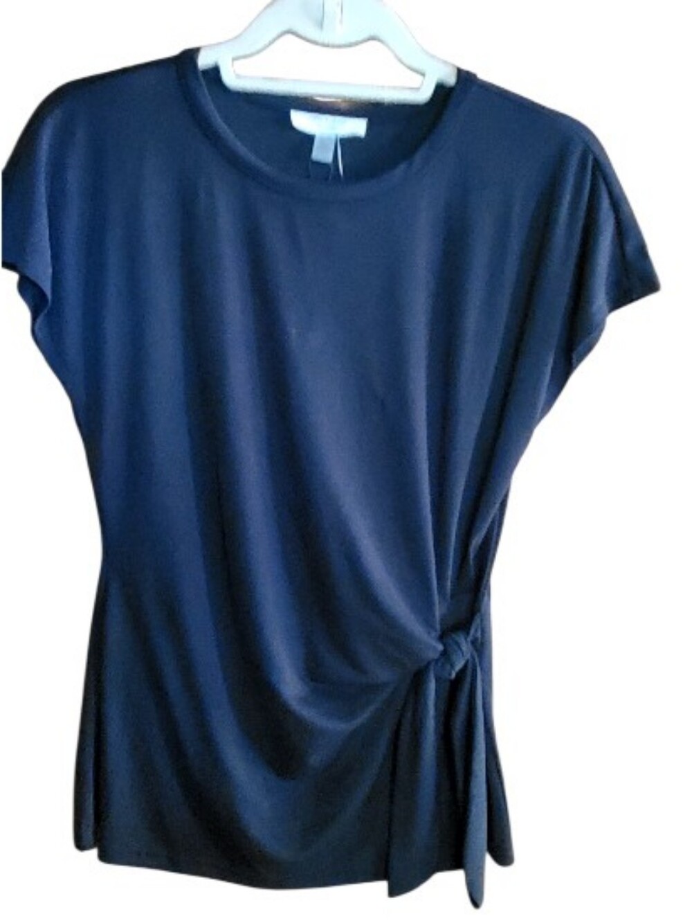 Cable & Gauge Jet Black Cap Sleeve Knit Top With Side Tie Small